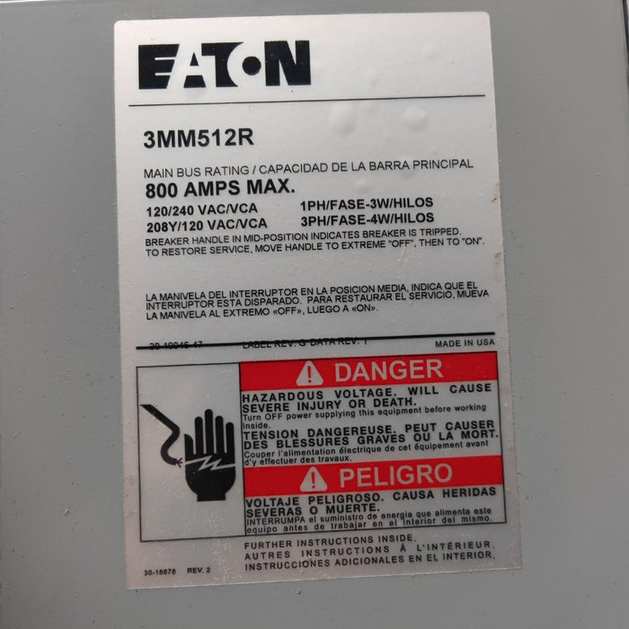 Meter Box EATON 3MM512R 125A-800A, Indoor/Outdoor, 5 Sockets 3P In - 1P Out, 120-208V