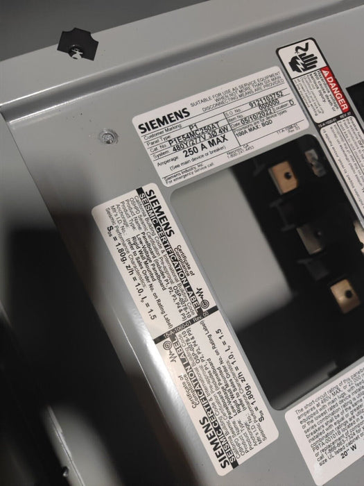 PANELBOARD SIEMENS, 250 AMP, 480Y/277V, MLO, 3PH/4W, 54Sp, NEMA 3R/12 Enclosure, 50 Inch, P1E54MC250AT