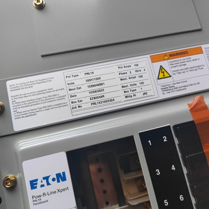 Panelboard EATON PRL1x, 100 AMP, 208Y/120V, 3PH/4W, 30Sp, NEMA 1, 48 Inch, PRL1X3100X30A