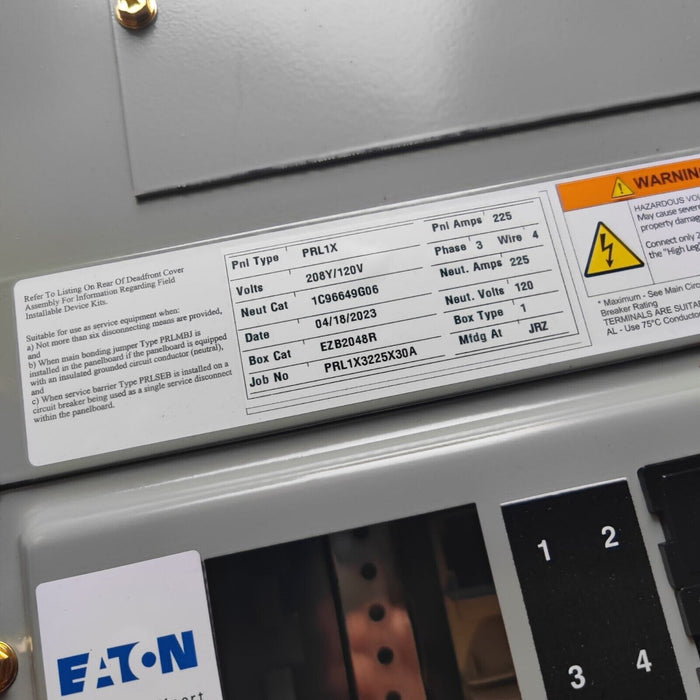 Panelboard EATON PRL1x, 225 AMP, 208Y/120V, 3PH,4W, 30Sp, NEMA 1, 48 Inch, PRL1X3225X30A