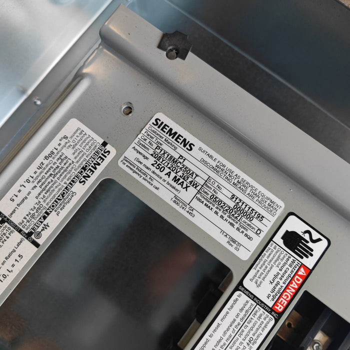 PANELBOARD SIEMENS, 250 AMP, 208Y/120V, MLO, 3PH/4W, 18Sp, NEMA 1 Enclosure, 32 Inch, P1X18MC250AT