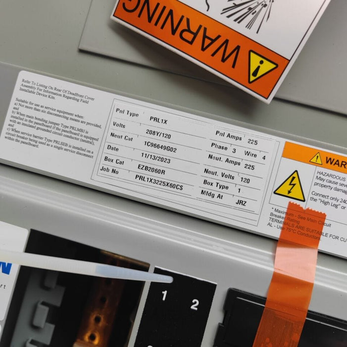 Panelboard EATON PRL1x, 225 AMP, 208Y/120V, 3PH/4W, 60Sp, NEMA 3R, 60 Inch, PRL1X3225X60CS
