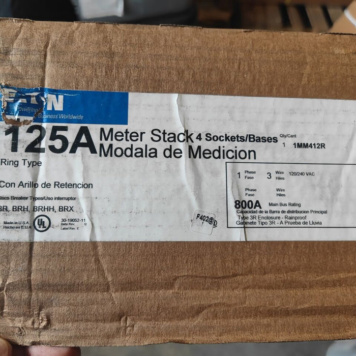 Meter Box EATON 1MM412R, 800A, 4-Gang, 125A Per Socket, 1-Phase