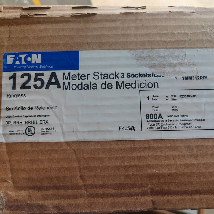Meter Box EATON 1MM312RRL, 800A, 3 Sockets, 3P In - 1P Out, 120V-240V, Indoor/Outdoor