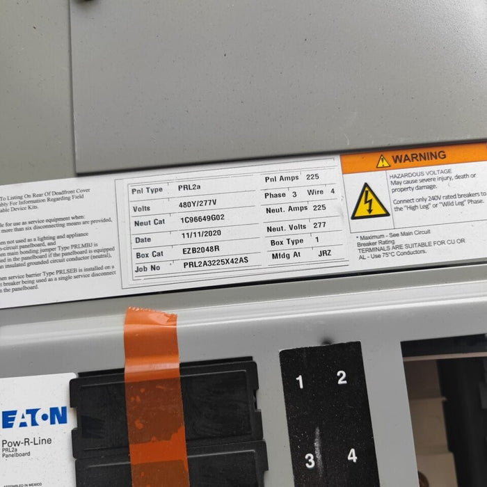 Panelboard EATON PRL2a, 225 AMP, 480Y/277V, 3PH/4W, 42Sp, NEMA 3R, 48 Inch, PRL2A3225X42AS
