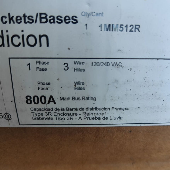 Meter Box EATON 1MM512R, 800A, 125A per socket, 5 Sockets, NEMA 3R (Indoor/Outdoor)