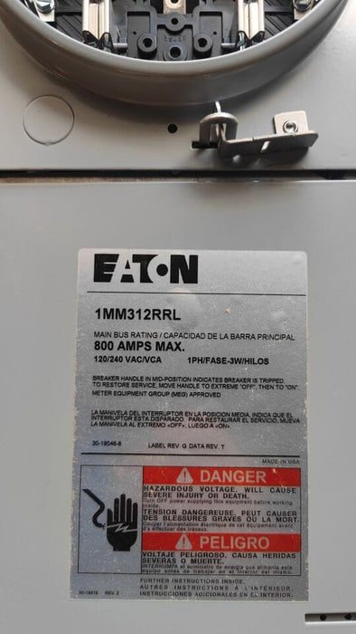Meter Box EATON 1MM312RRL, 800A, 3 Sockets, 3P In - 1P Out, 120V-240V, Indoor/Outdoor