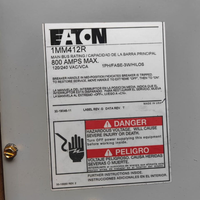 Meter Box EATON 1MM412R, 800A, 4-Gang, 125A Per Socket, 1-Phase