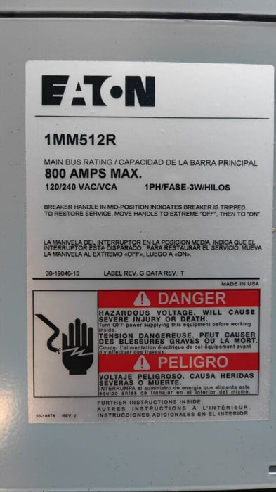 Meter Box EATON 1MM512R, 800A, 125A per socket, 5 Sockets, NEMA 3R (Indoor/Outdoor)