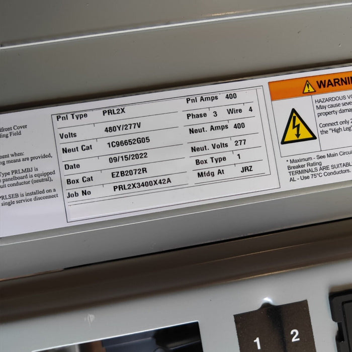 Panelboard EATON PRL2x, 400 AMP, 480Y/277V, 3PH/4W, 42Sp, NEMA 1, 72 i ...