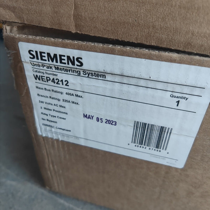 Meter Box SIEMENS WEP4212, 400A 4-Jaw 200A per Position, 2-Ring Type Cover