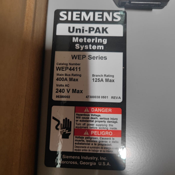 Meter Box SIEMENS WEP4411 (4-Gang) 400A, 125A Socket 240V