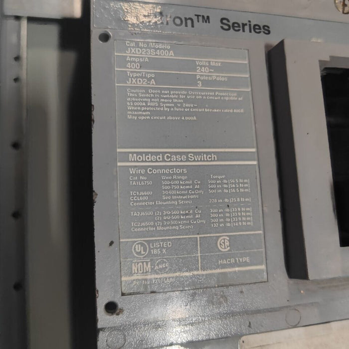 PANELBOARD SIEMENS, 400 AMP, 208Y/120V, 3PH/4W, 30Sp, (w/ USED Main Breaker), Nema 3R Outdoor, 62 Inch