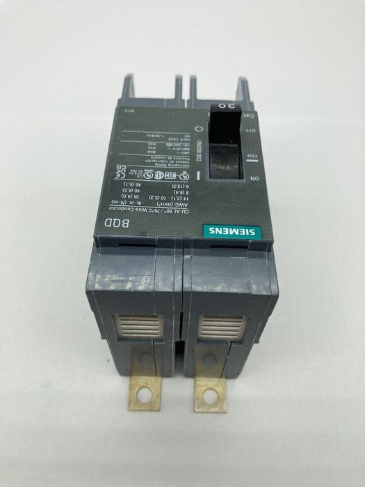 Siemens BQD230 2 Pole 30Amp 480Y 277VAC 250 VDC Type BQD Bolt On Circuit Breaker